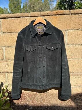 Vintage Black Suede Bomber Jacket